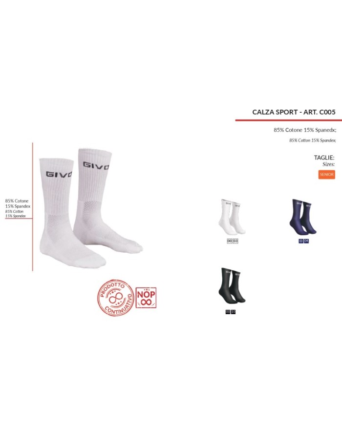 CALZA SPORT BIANCO Tg. SENIOR