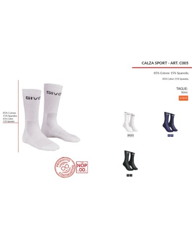 CALZA SPORT NERO Tg. SENIOR