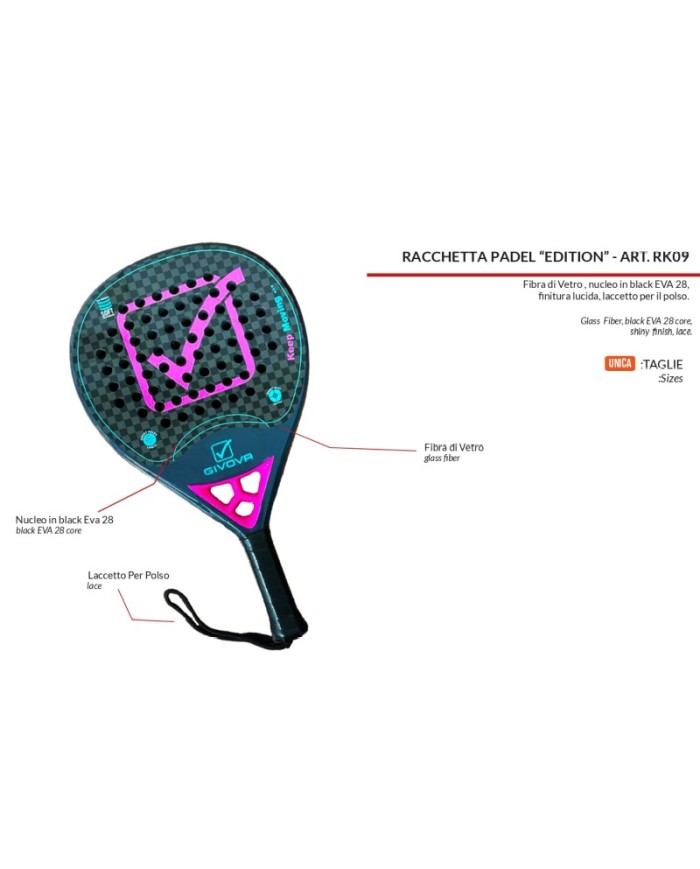 copy of Racchetta Da Padel Givova GAME In Fibra Di Carbonio Grigio Arancio Fluo RK02