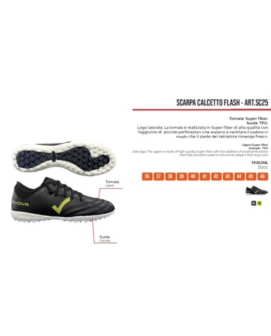 Scarpa da Calcetto Givova Flash SC25 Turf Adulto Nero Giallo Fluo SC251019