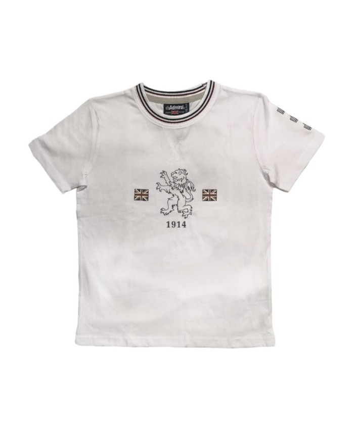 T-Shirt Admiral AD3050EI002 Manica Corta Bianca per Ragazzi in Cotone T-Shirt Admiral AD3050EI002 Manica Corta Bianca per Ragazzi in Cotone