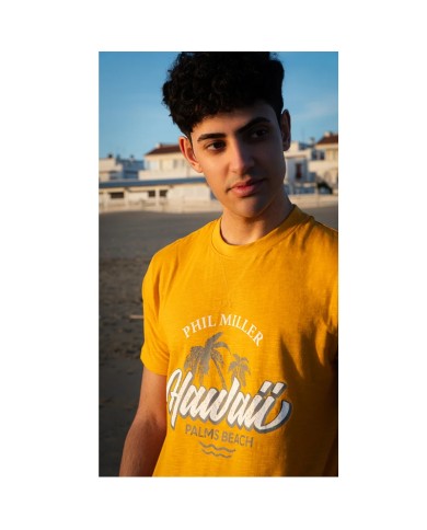 T-Shirt Phil Miller PHM245PR031 Gialla Manica Corta da Uomo in Cotone Jersey T-Shirt Phil Miller PHM245PR031 Gialla Manica Corta da Uomo in Cotone Jersey