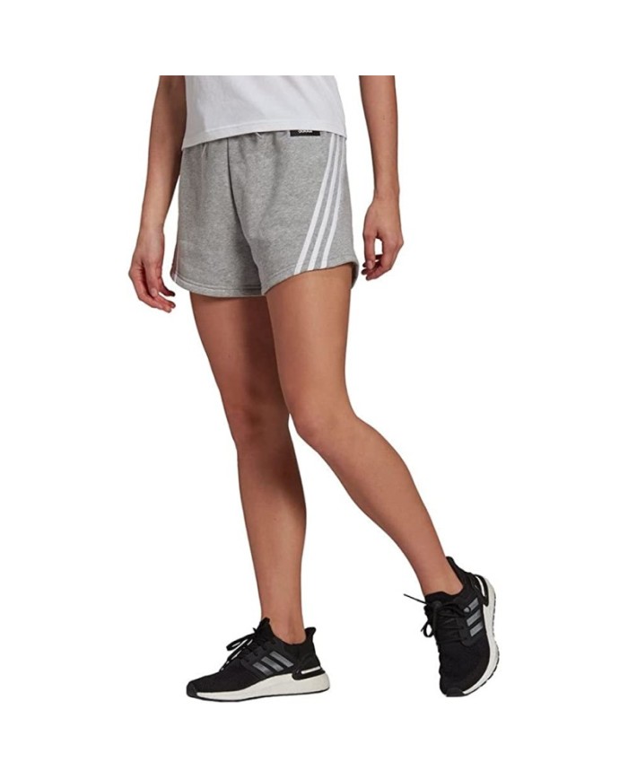 Shorts da Donna Adidas Future Icons 3Stripes Cotone Pantaloncino Grigio H57307
