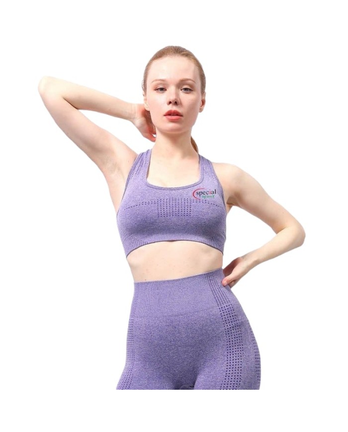 Top in Tessuto Tecnico Special Sport Lilla Imbottito Fitness Palestra TOPSS04LI