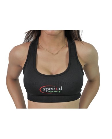 Top in Tessuto Tecnico Special Sport Nero Imbottito Fitness Palestra TOPSS02BK Top in Tessuto Tecnico Special Sport Nero Imbottito Fitness Palestra TOPSS02BK