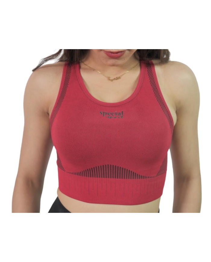 Top Special Sport Rosso da Fitness in Tessuto Misto Imbottito TOPSS02RD