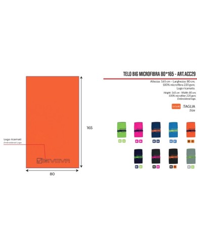 Telo Mare in Microfibra Givova BIG 80x165cm Spiaggia Nero Arancio Fluo ACC291028 Telo Mare in Microfibra Givova BIG 80x165cm Spiaggia Nero Arancio Fluo ACC291028
