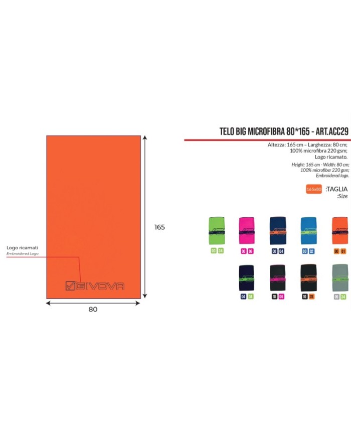TELO BIG MICROFIBRA 80*165 NERO/ARANCIO FLUO Tg. UNICA TELO BIG MICROFIBRA 80*165 NERO/ARANCIO FLUO Tg. UNICA