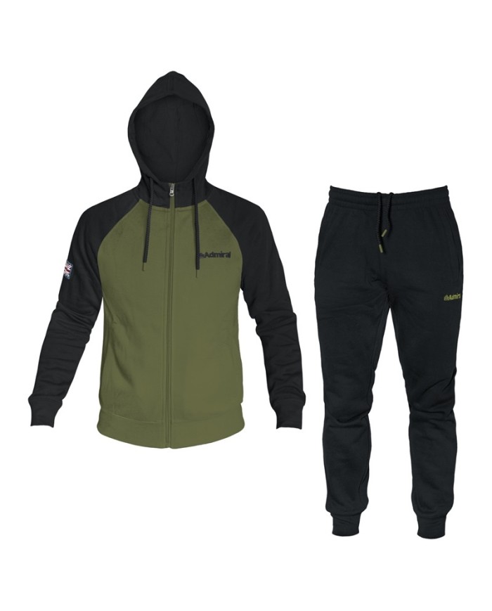 Tuta da Uomo Admiral AD2970AW144 con Cappuccio Full Zip Felpata Nero Verde