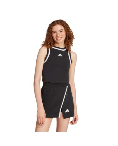 Canotta da Donna Adidas Essential Color-Pop Crop Cotone Nera JG4180 Canotta da Donna Adidas Essential Color-Pop Crop Cotone Nera JG4180