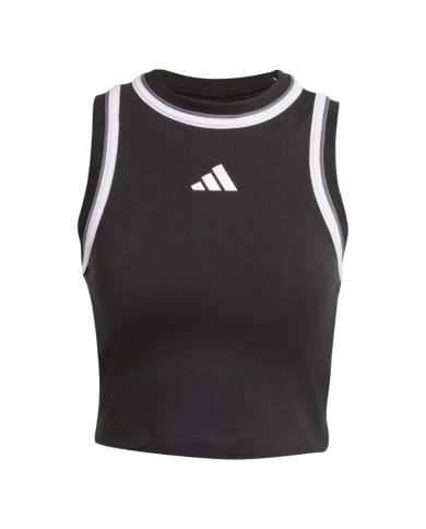 Canotta da Donna Adidas Essential Color-Pop Crop Cotone Nera JG4180 Canotta da Donna Adidas Essential Color-Pop Crop Cotone Nera JG4180