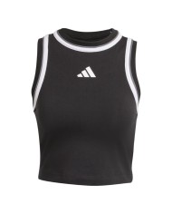 Canotta da Donna Adidas Essential Color-Pop Crop Cotone Nera JG4180