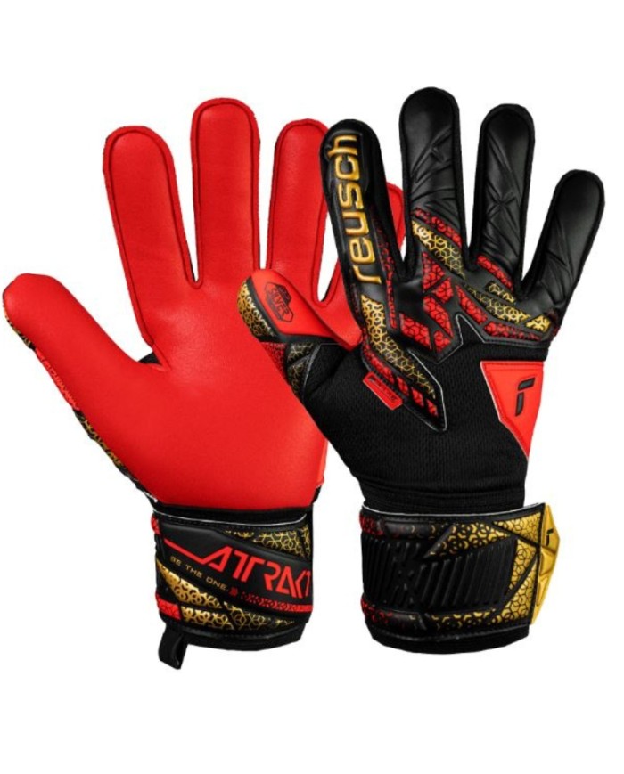 Guanti da Portiere Reusch Attrakt Silver Lattice Nero Oro 55702157075 Guanti da Portiere Reusch Attrakt Silver Lattice Nero Oro 55702157075
