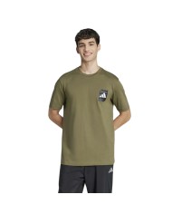 T-Shirt da Uomo Adidas Essential Linear Girocollo Cotone Blu JE8999