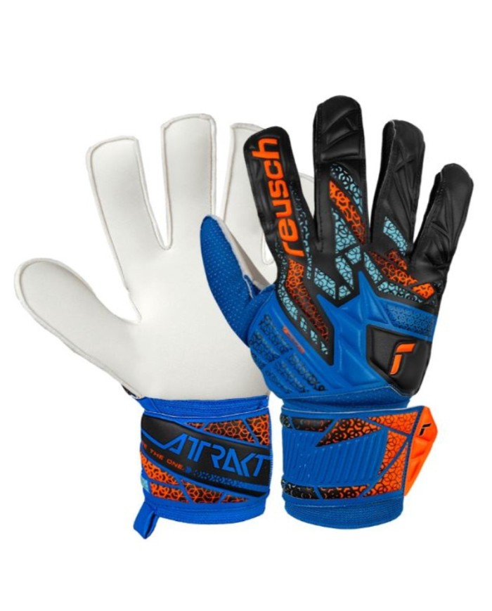 Guanti da Portiere Reusch Attrakt Solid Junior Blu Arancio Calcio 55725154467 Guanti da Portiere Reusch Attrakt Solid Junior Blu Arancio Calcio 55725154467