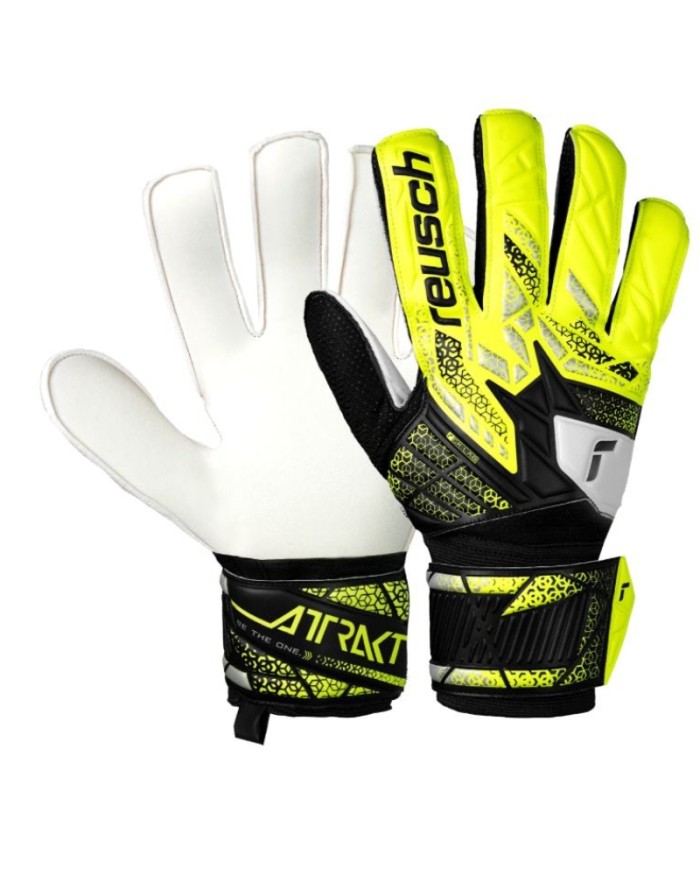 Guanti da Portiere Reusch Attrakt Solid Junior Nero Giallo Calcio 55725157751 Guanti da Portiere Reusch Attrakt Solid Junior Nero Giallo Calcio 55725157751