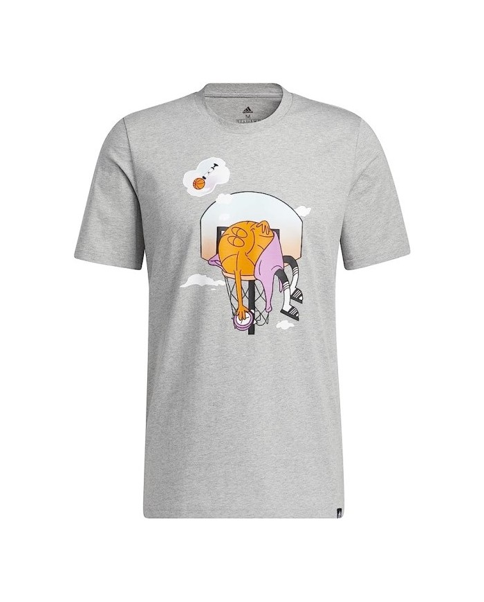 T-Shirt da Uomo Adidas Slept on Tee Graphic Girocollo Grigia Cotone HK6729