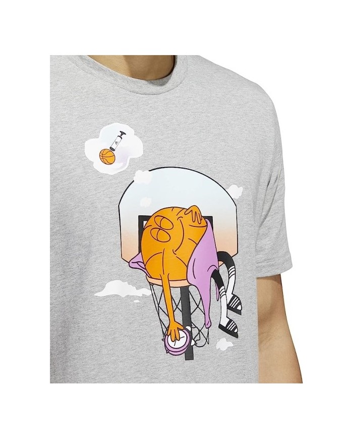 T-Shirt da Uomo Adidas Slept on Tee Graphic Girocollo Grigia Cotone HK6729