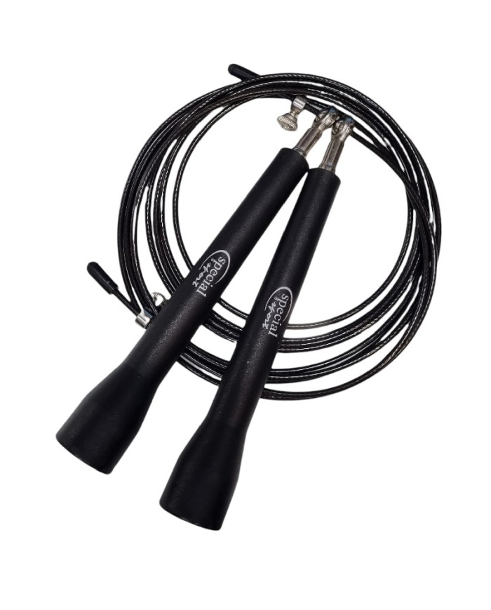 Corda da Salto Veloce Special Sport Acciaio Nero Regolabile Fitness SSCS01
