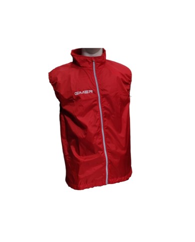 Kway Smanicato Gimer 565Y80060N Full Zip Unisex Adulto Rosso in Poliestere Kway Smanicato Gimer 565Y80060N Full Zip Unisex Adulto Rosso in Poliestere