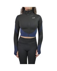 Felpa Sportiva Corta Special Sport Nero Blu Fitness Palestra Full Zip FELSSNB