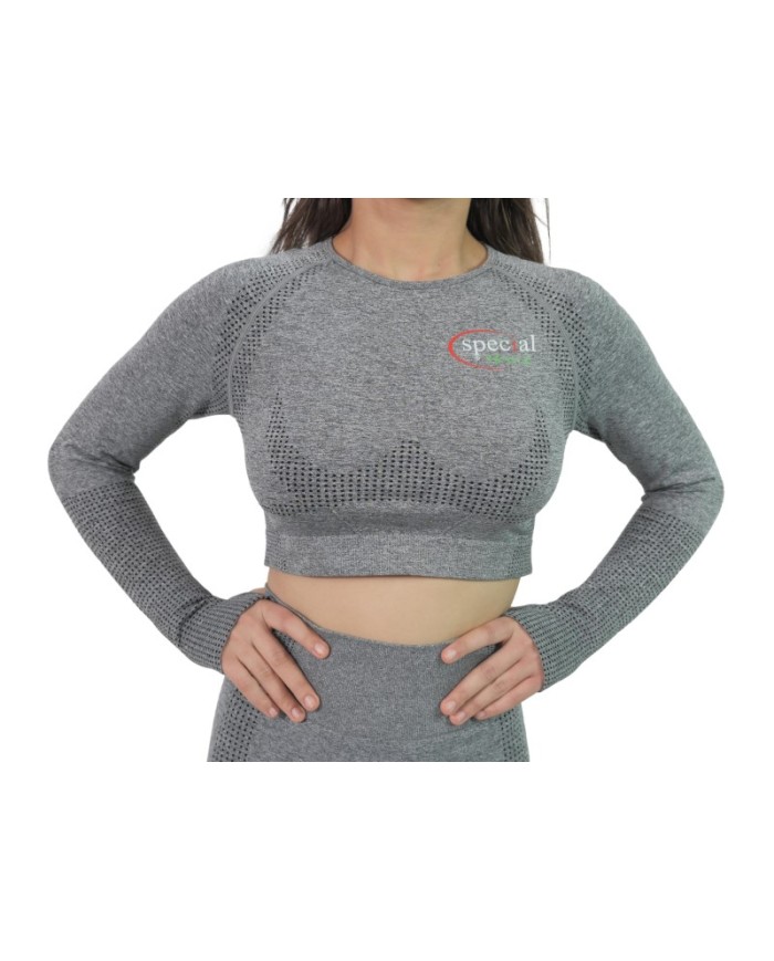 Maglia Corta Special Sport Manica Lunga Grigia Fitness Palestra MAGLIAMLGR01 Maglia Corta Special Sport Manica Lunga Grigia Fitness Palestra MAGLIAMLGR01