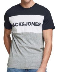 T-SHIRT JJELOGO BLOCKING TEE SS 12173968-NAVY_B
