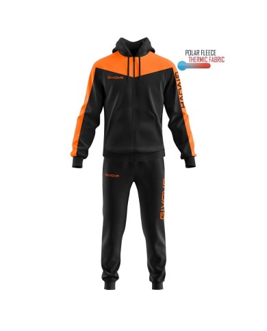 Tuta ROMA Givova Micropile con Cappuccio TT013 Unisex Nero Arancio TT0131001 Tuta ROMA Givova Micropile con Cappuccio TT013 Unisex Nero Arancio TT0131001
