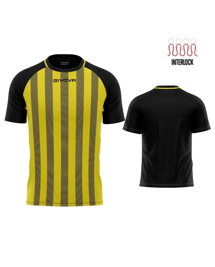 Maglia Givova Tratto Shirt Interlock MA031 Calcio Nero Giallo Unisex MA0311007