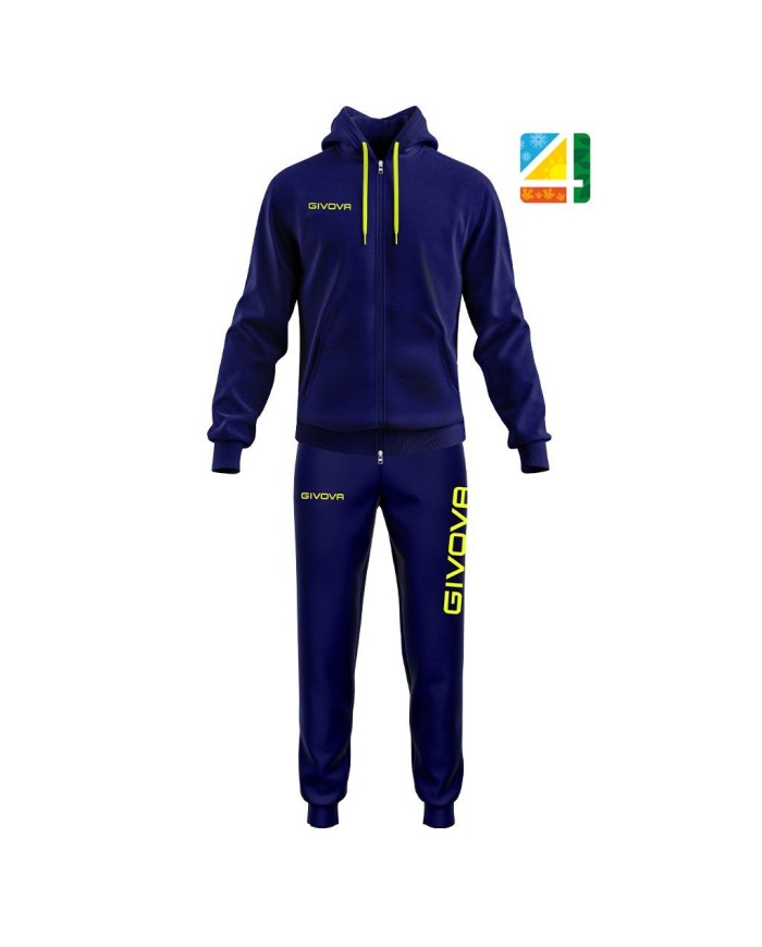 Tuta da Uomo Givova King Cotone Terry  Blu Giallo Fluo LF280419