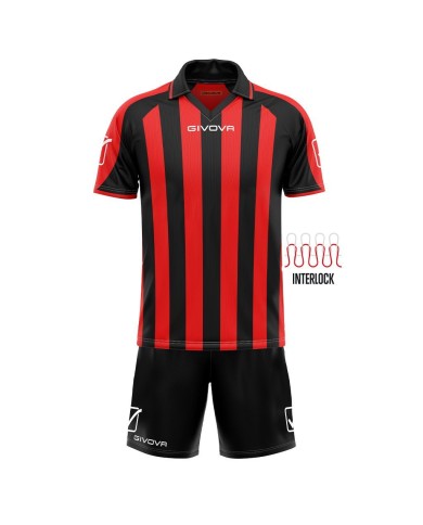 Completino da Calcio Givova Kit Supporter MC KITC24 Nero Rosso KITC241012
