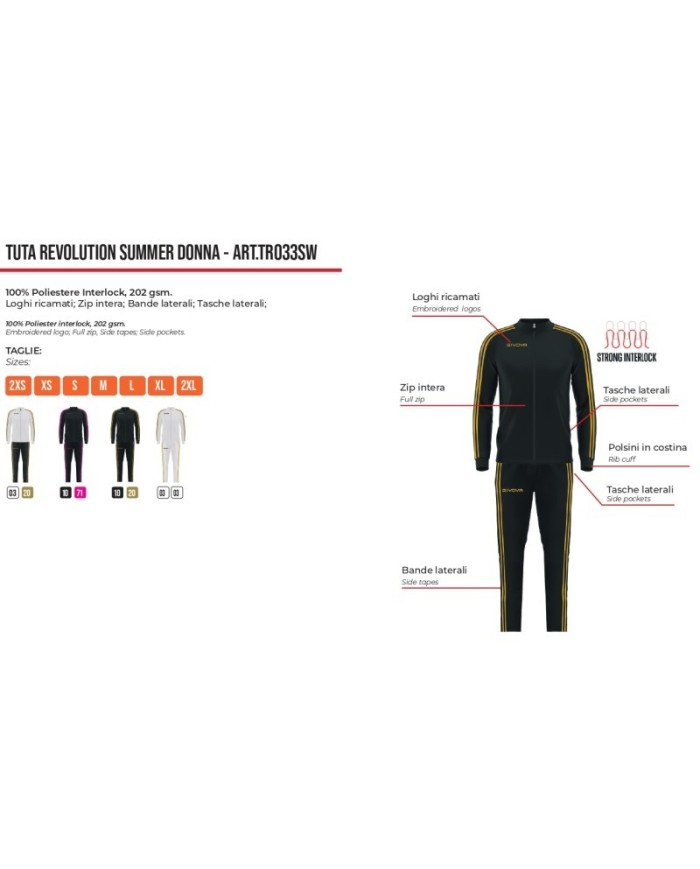 Tuta da Donna Givova REVOLUTION SUMMER TRIACETATO TR033SW Bianco Oro TR033SW0303