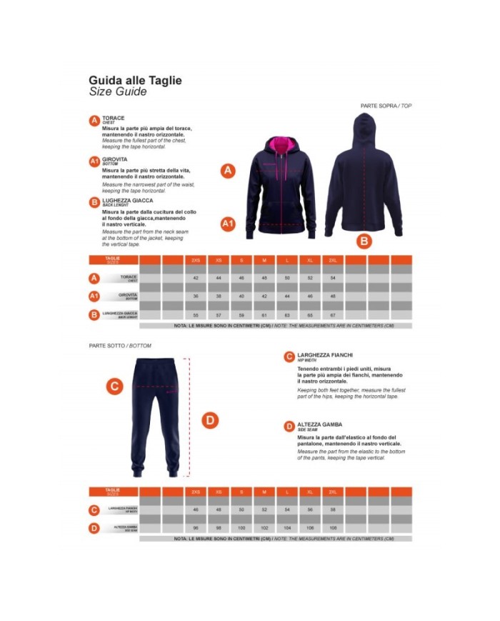 Tuta Givova KING DONNA COTONE TERRY TR028 con Cappuccio Blu Fuxia TR0280406