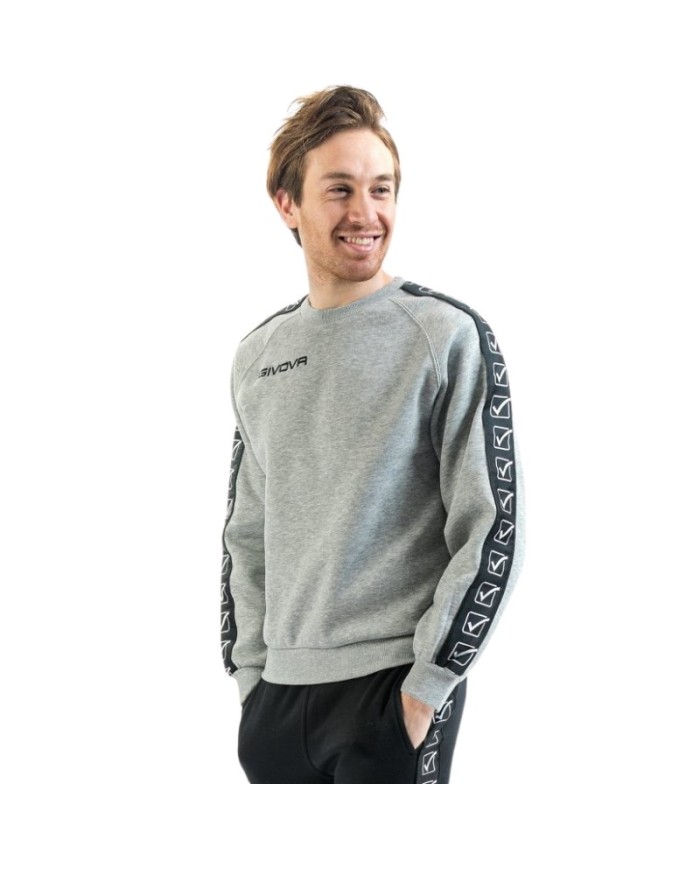Felpa Givova GIROCOLLO BAND BA07 Cotone Felpato Unisex Grigio Chiaro Nero BA070043 Felpa Givova GIROCOLLO BAND BA07 Cotone Felpato Unisex Grigio Chiaro Nero BA070043
