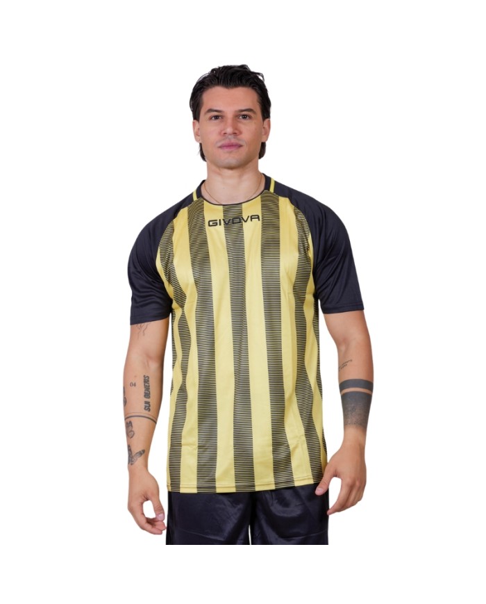 Maglia Givova Tratto Shirt Interlock MA031 Calcio Nero Giallo Unisex MA0311007
