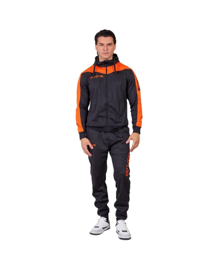 Tuta ROMA Givova Micropile con Cappuccio TT013 Unisex Nero Arancio TT0131001