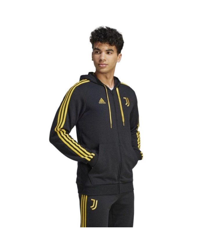 Felpa con Cappuccio Juventus 23/24 DNA Ufficiale Adidas Full Zip Nera HZ4966 Felpa con Cappuccio Juventus 23/24 DNA Ufficiale Adidas Full Zip Nera HZ4966