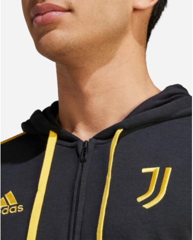 Felpa con Cappuccio Juventus 23/24 DNA Ufficiale Adidas Full Zip Nera HZ4966