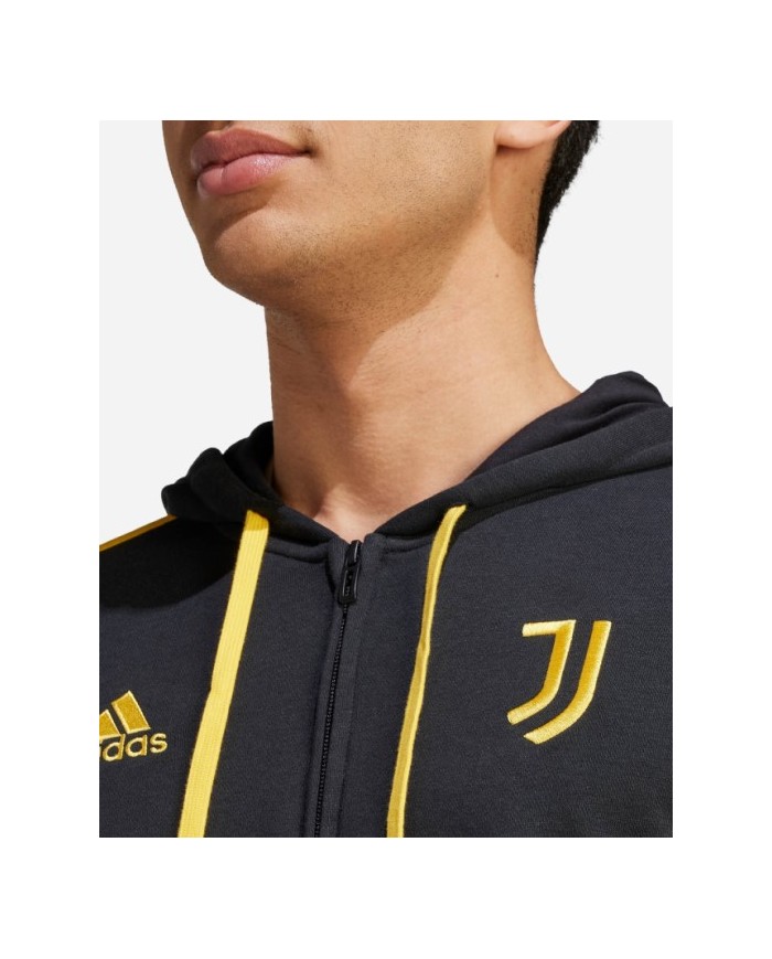 Felpa con Cappuccio Juventus 23/24 DNA Ufficiale Adidas Full Zip Nera HZ4966 Felpa con Cappuccio Juventus 23/24 DNA Ufficiale Adidas Full Zip Nera HZ4966