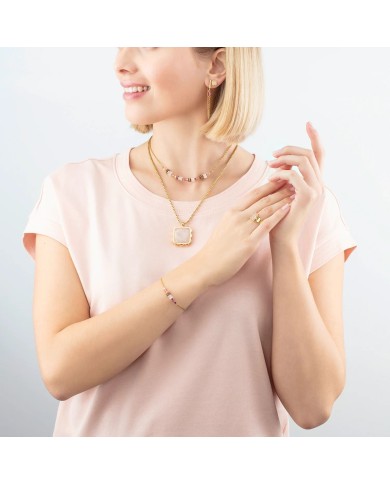 Collana Mini Cubes e Chain oro-rosa COEUR DE LION Collana Mini Cubes e Chain oro-rosa COEUR DE LION