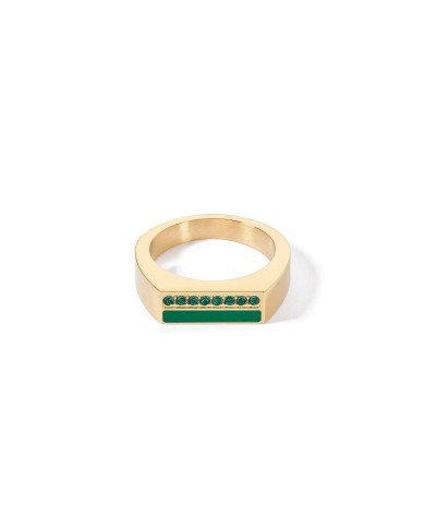 Anello Square Stripes oro-verde COEUR DE LION MIS 12 Anello Square Stripes oro-verde COEUR DE LION MIS 12