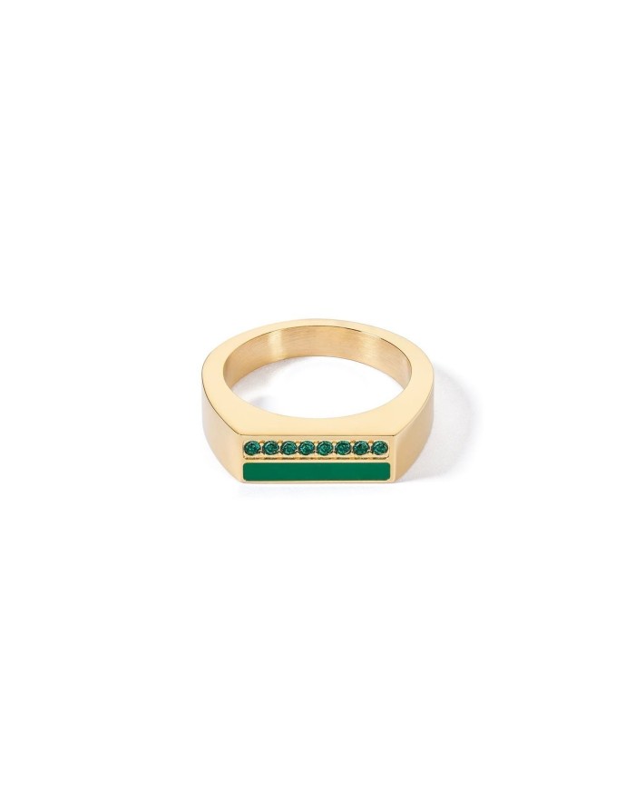 Anello Square Stripes oro-verde COEUR DE LION MIS 12 Anello Square Stripes oro-verde COEUR DE LION MIS 12