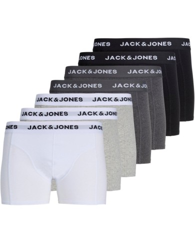 JACJJ SOLID TRUNKS 7 PACK LN 12285371-WHITE-GREY JACJJ SOLID TRUNKS 7 PACK LN 12285371-WHITE-GREY