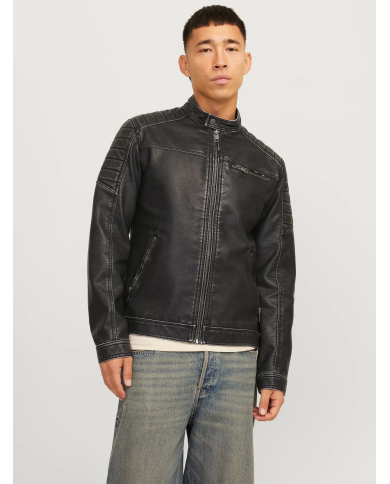 JJEROCKY WASHED PU JACKET NOOS 12273226-BLACK-WASHED JJEROCKY WASHED PU JACKET NOOS 12273226-BLACK-WASHED