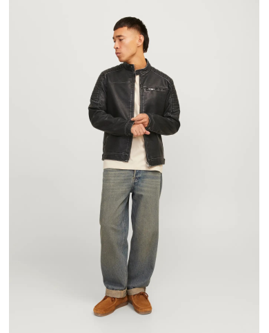 JJEROCKY WASHED PU JACKET NOOS 12273226-BLACK-WASHED JJEROCKY WASHED PU JACKET NOOS 12273226-BLACK-WASHED