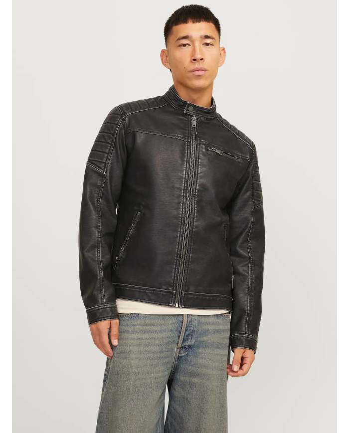 JJEROCKY WASHED PU JACKET NOOS 12273226-BLACK