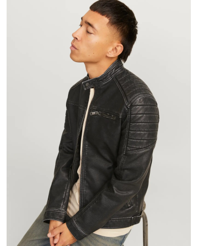JJEROCKY WASHED PU JACKET NOOS 12273226-BLACK JJEROCKY WASHED PU JACKET NOOS 12273226-BLACK