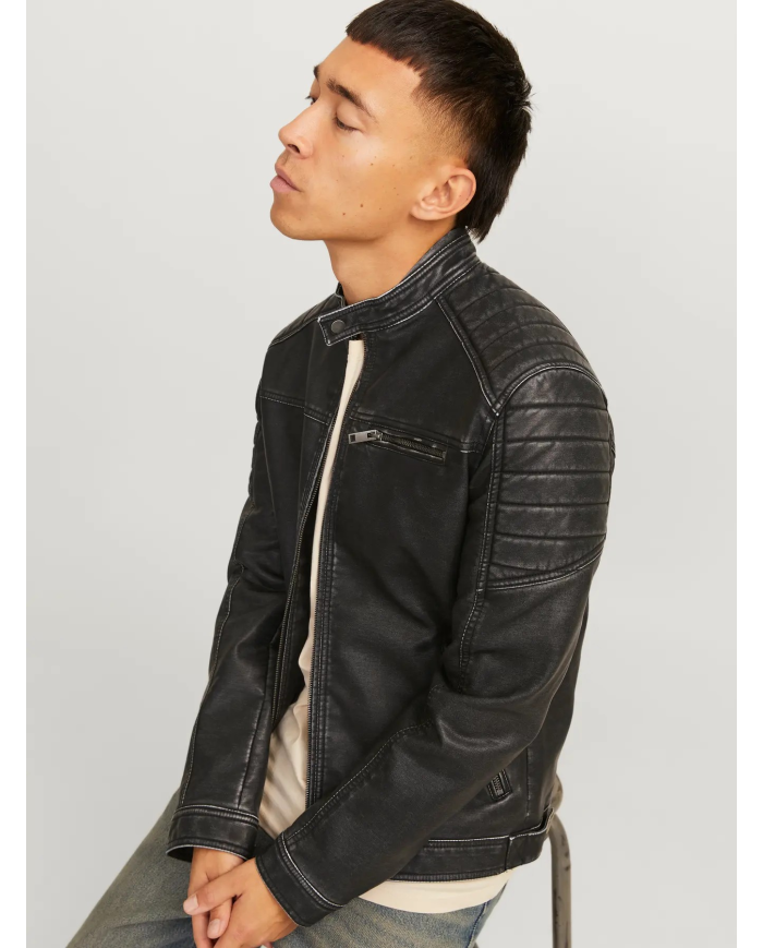 JJEROCKY WASHED PU JACKET NOOS 12273226-BLACK