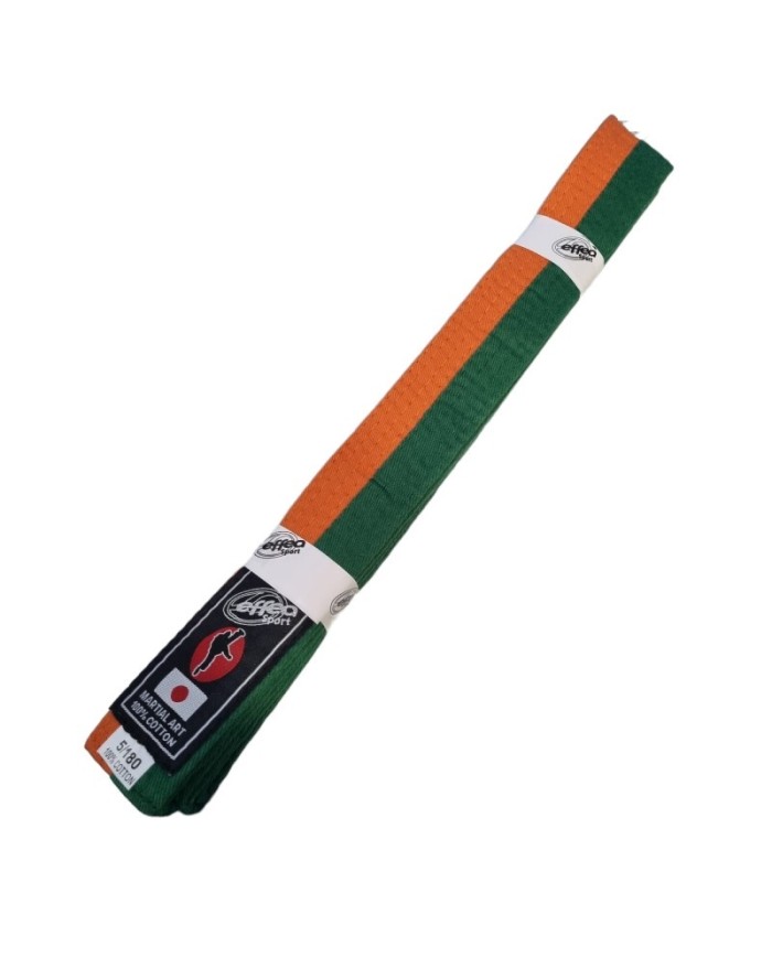 Cintura da Karate Judo Effea EF565 Verde Arancio Cotone Arti Marziali