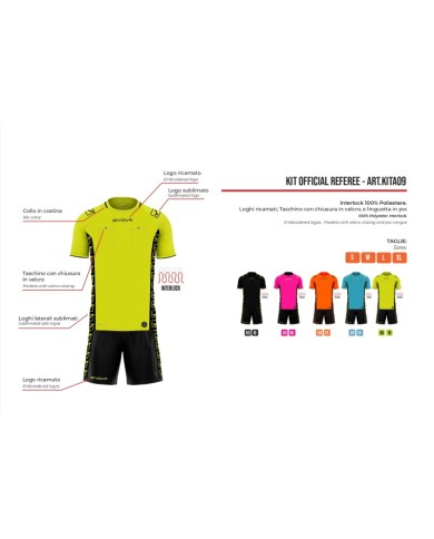 Kit Ufficiale da Arbitro Givova KITA09 Arancio Fluo KITA090028 Kit Ufficiale da Arbitro Givova KITA09 Arancio Fluo KITA090028
